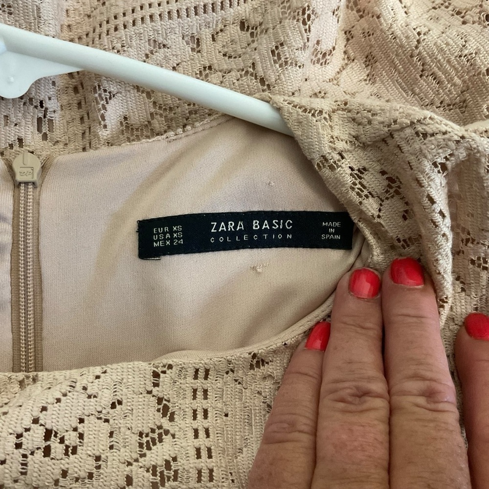 Zara Basic Collection Lace A-Line Dress Blush Nude Size XS - Picture 4 of 8